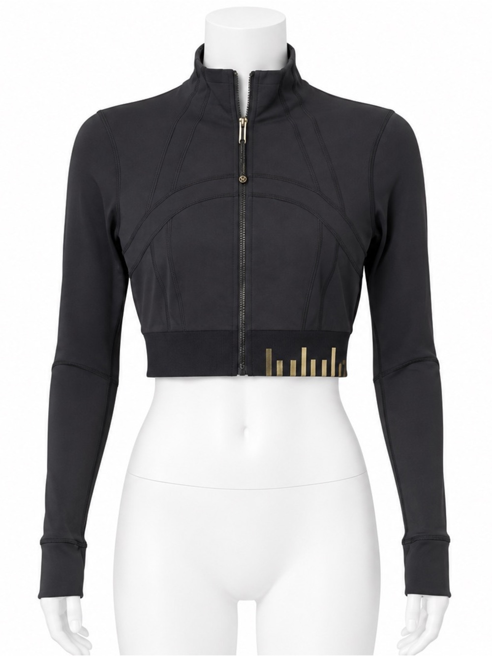 Lululemon Define Cropped Jacket Black Gold Special Edition Everlux Zip Up Sz 8